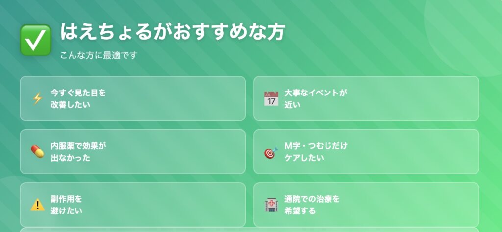 はえちょるがおすすめな方｜AGA薄毛治療